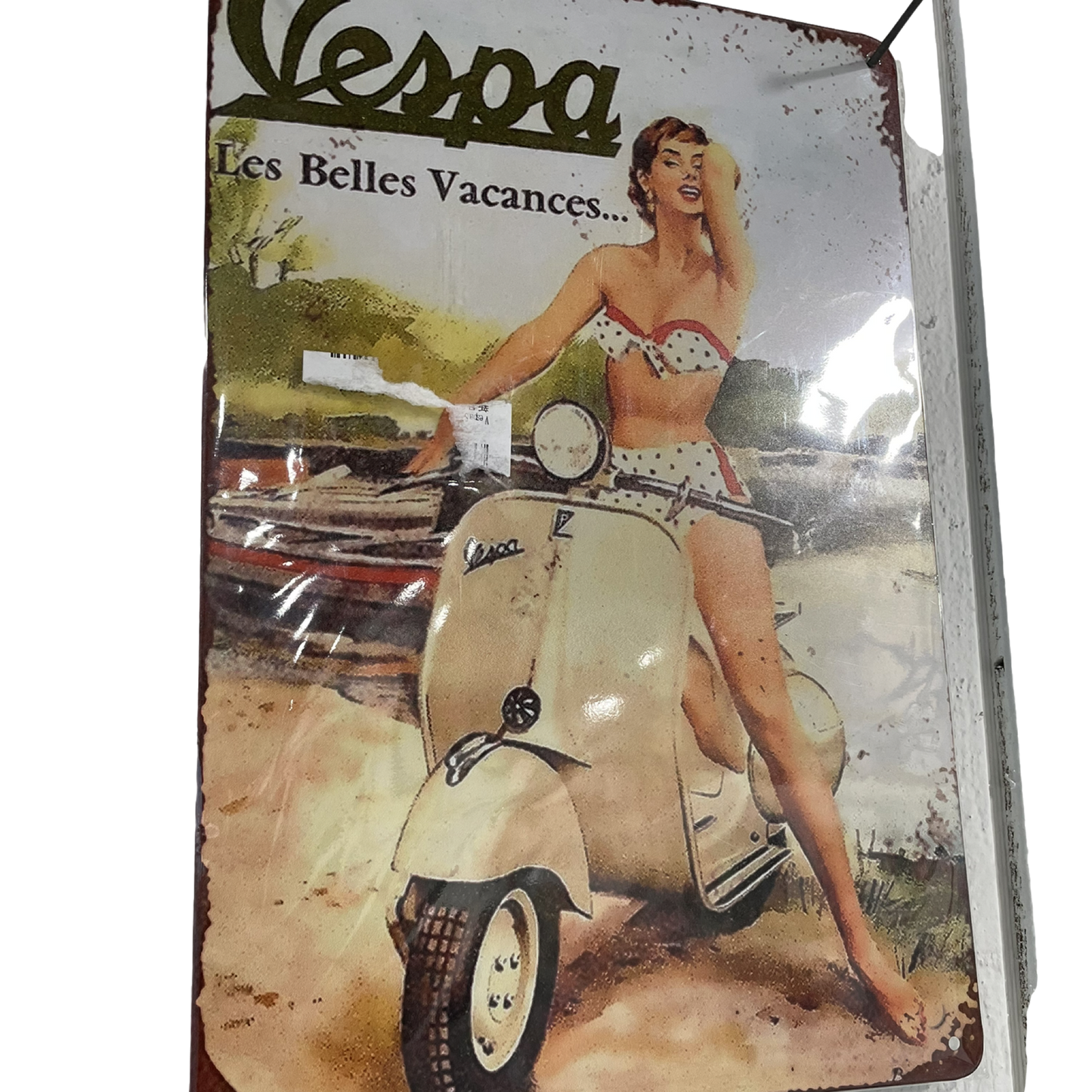 Vespa les belles vacances tin sign