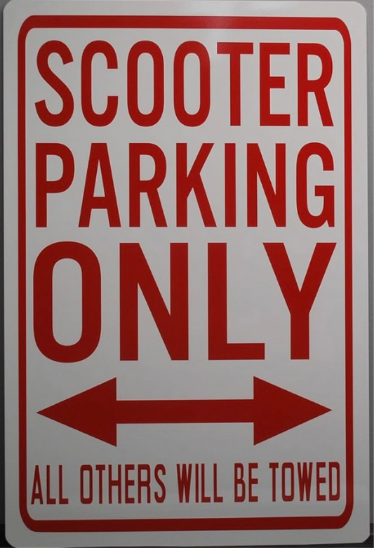 Scooter parking tin sign 12x18