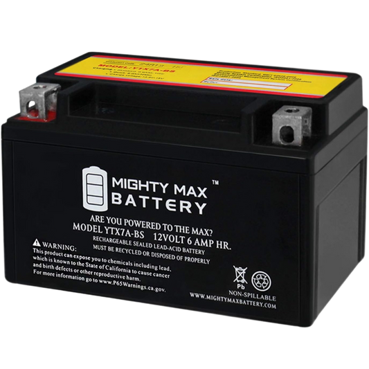 Mighty Max Battery YTX7A-BS 12V 6AH Sealed Lead AGM Battery for Motorcycle